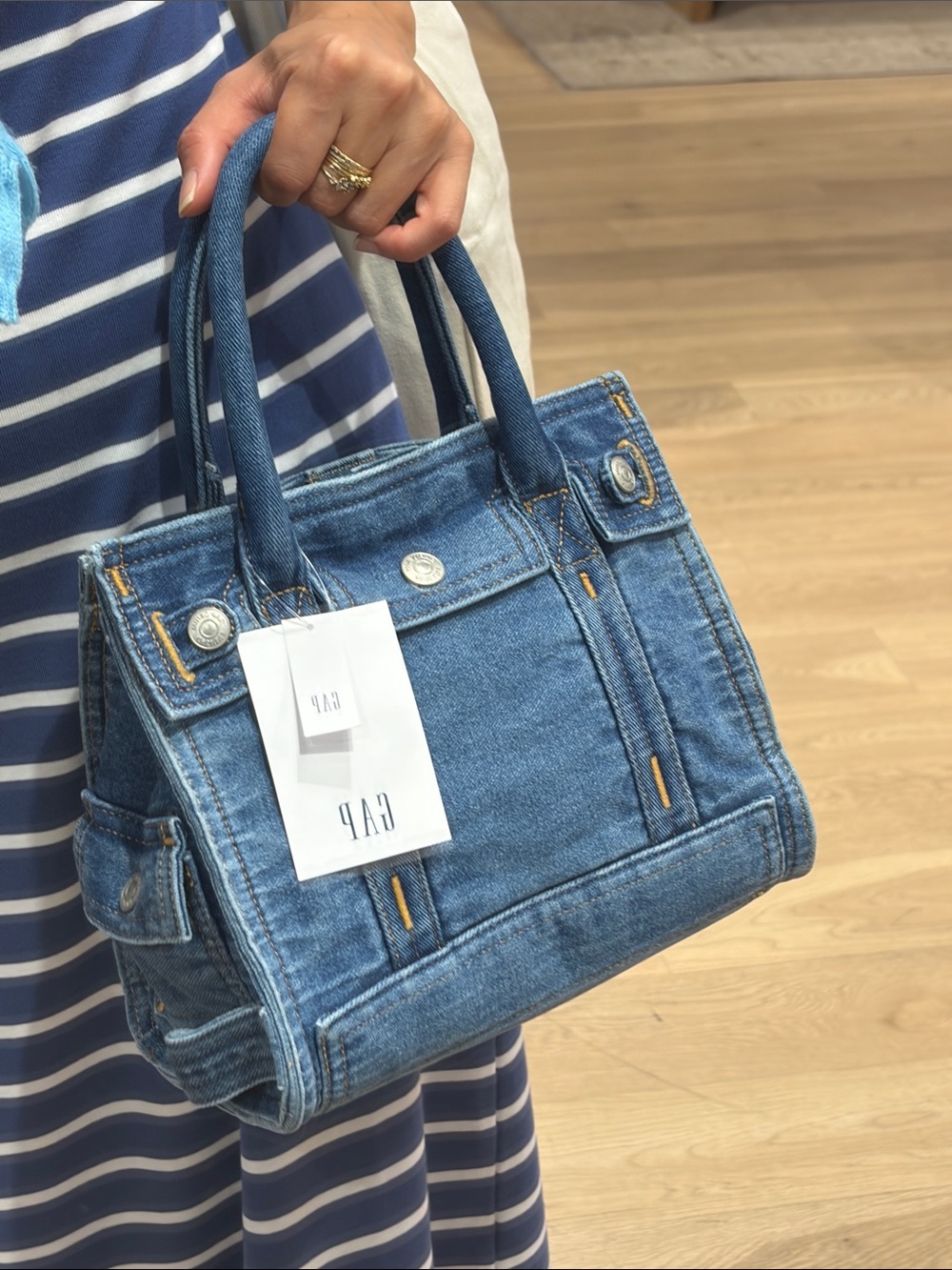 GAP Small Denim Five Pocket Tote Color Medium Wash SMALL gap denim bag